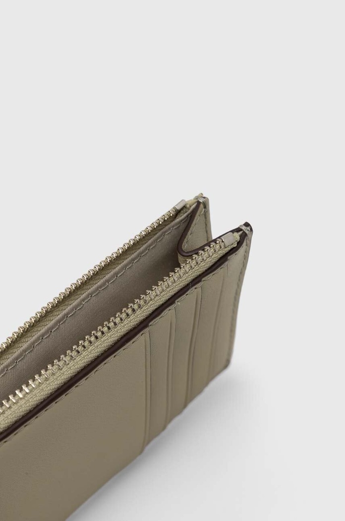 Кожен портфейл Tory Burch Fleming Soft зелен 152602.300
