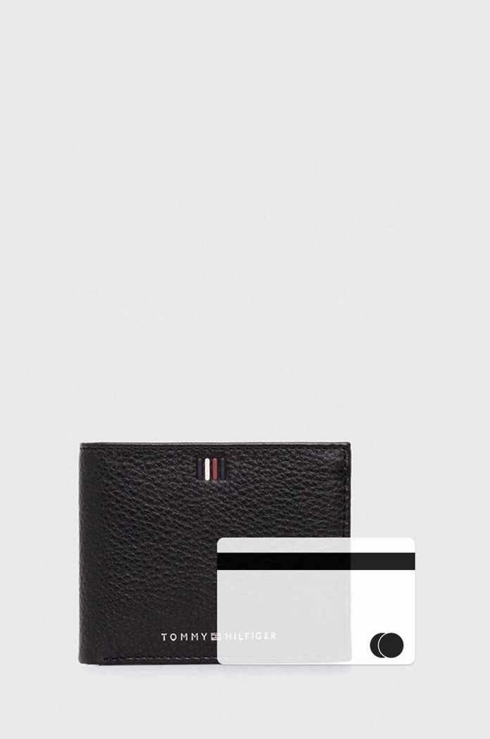 Δερμάτινο πορτοφόλι Tommy Hilfiger AM0AM11854 μαύρο