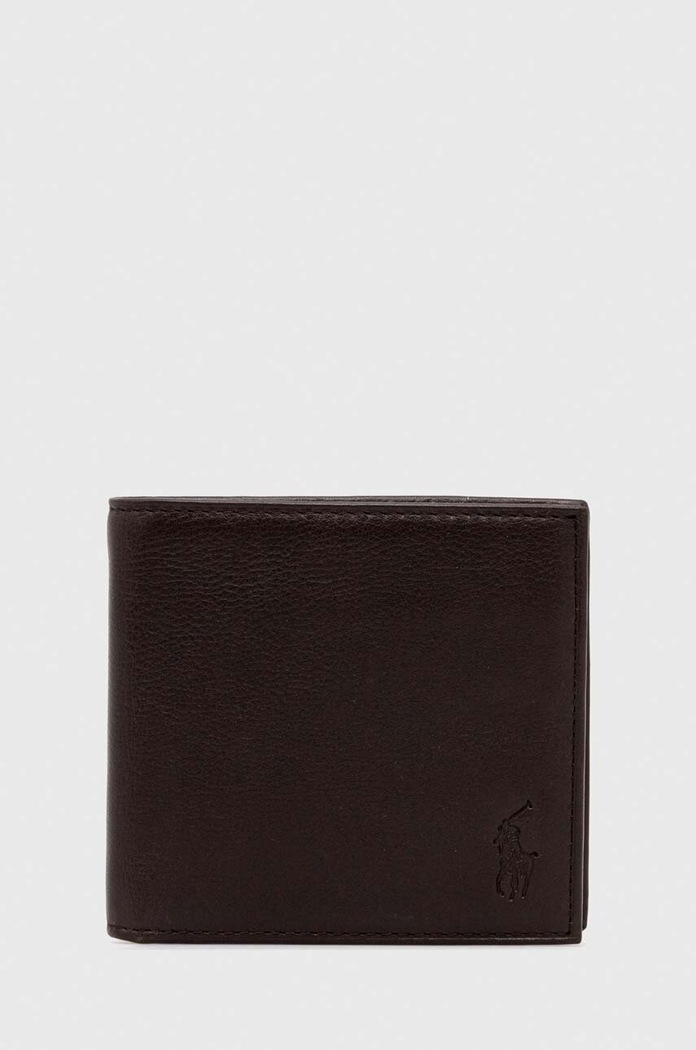 Δερμάτινο πορτοφόλι Polo Ralph Lauren απλό καφέ 405913723