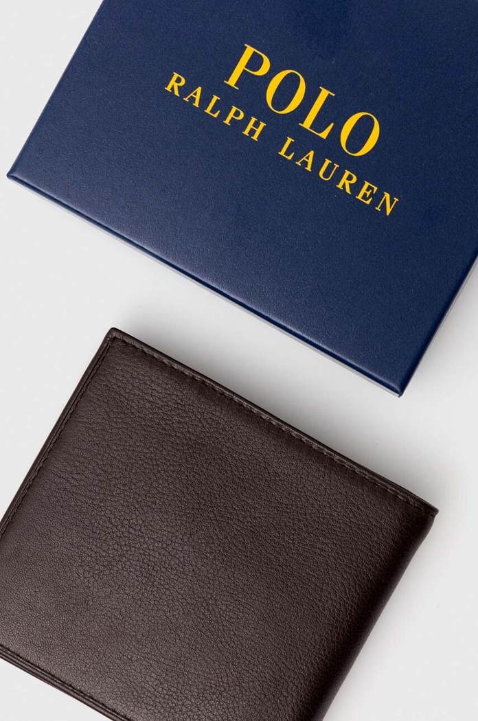 Δερμάτινο πορτοφόλι Polo Ralph Lauren καφέ 405913723