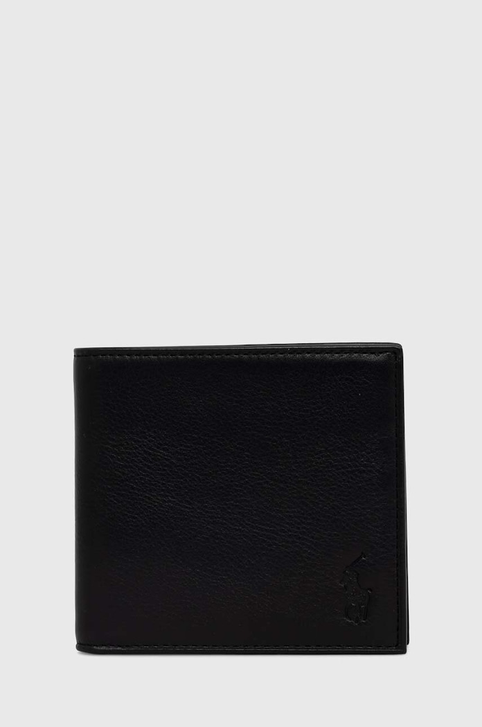 Δερμάτινο πορτοφόλι Polo Ralph Lauren λείο δέρμα μαύρο 405913723