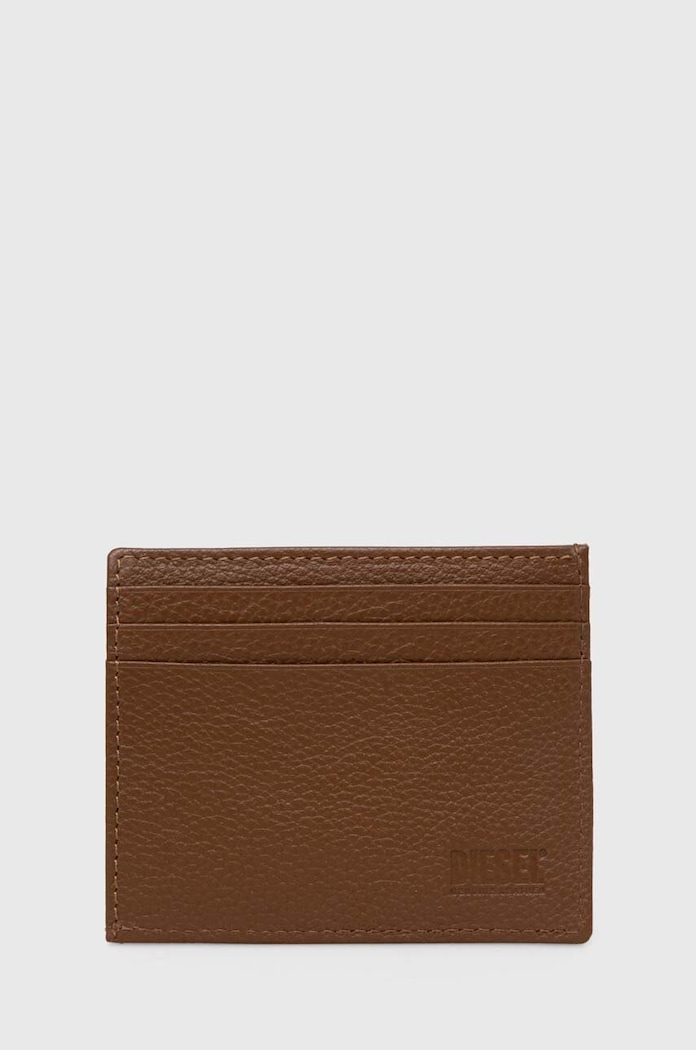Diesel etui na karty skórzane X09910.P0685 brązowy SS24