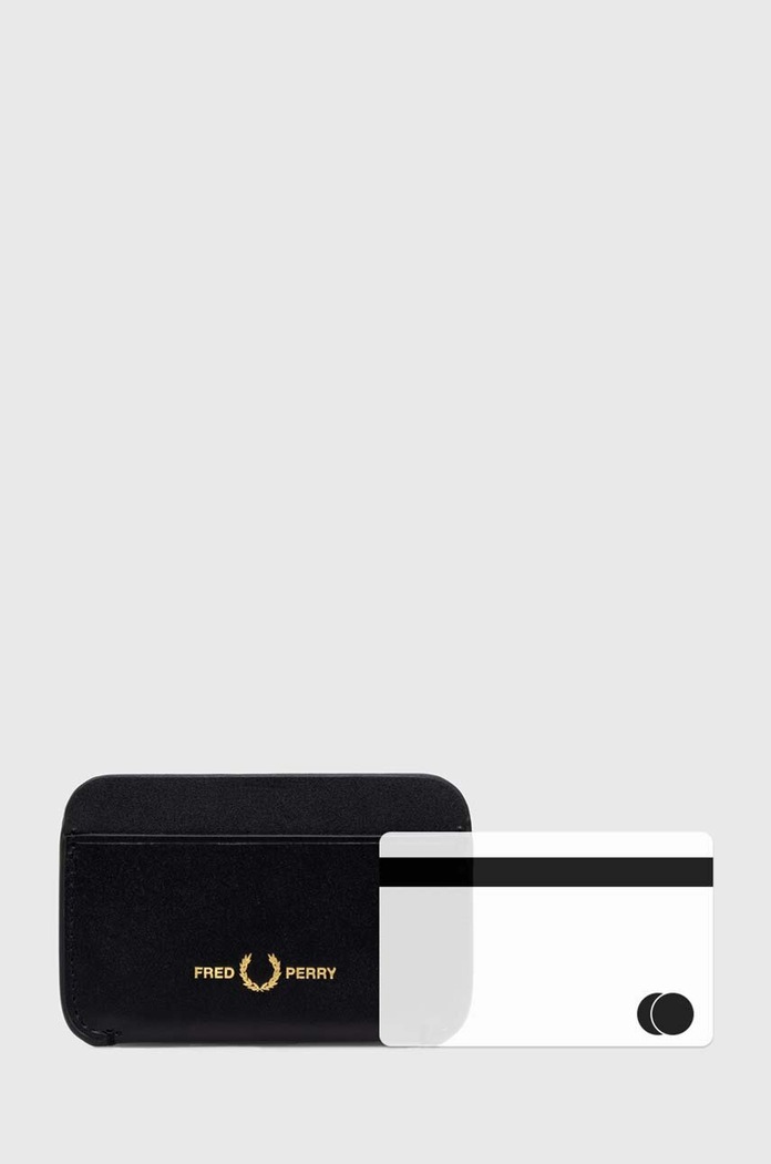 Fred Perry leather card holder Burnished Leather Cardholder black L4334.102