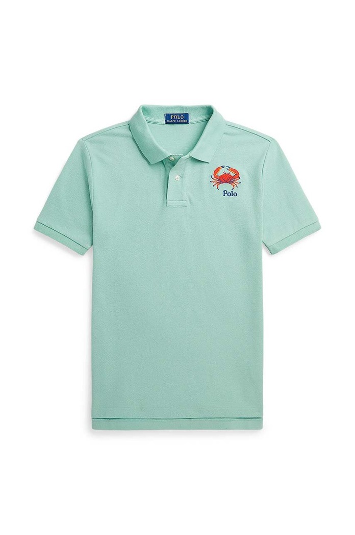 Детска памучна тениска с яка Polo Ralph Lauren памук зелен 323936134001