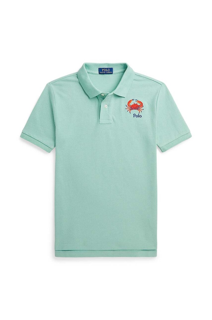 Детска памучна тениска с яка Polo Ralph Lauren памук зелен 323936134001