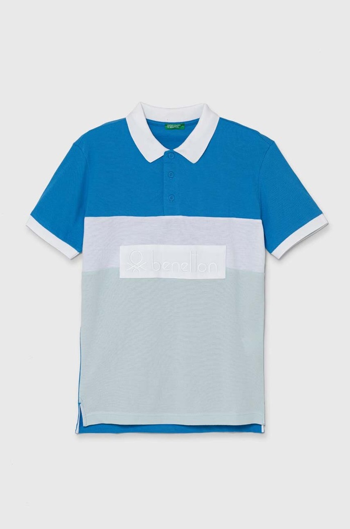 Dětská bavlněná polokošile United Colors of Benetton nášivka modrá 3088C301G.G.Seasonal