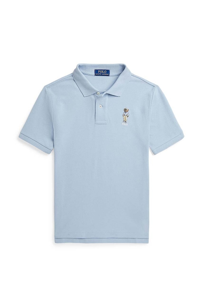Детска памучна тениска с яка Polo Ralph Lauren памук син 323853788016