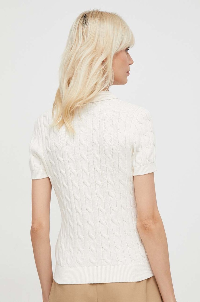 Odzież Lauren Ralph Lauren sweter z krótkim rękawem damski bawełniany 200932224 beżowy