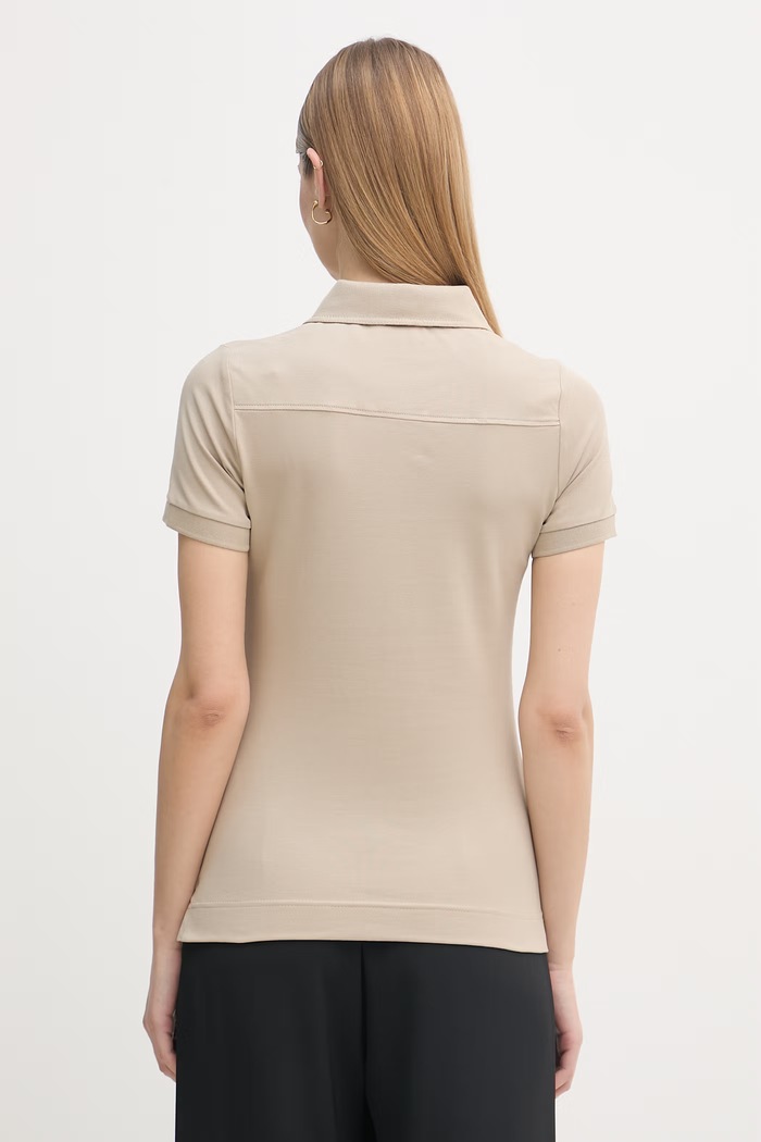 Oblečenie Barbour Polo tričko dámske bavlnené s elastanom LML0634 béžová