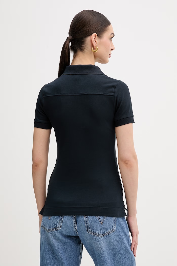 Oblečenie Barbour polo tričko dámske bavlnené s elastanom LML0634 tmavomodrá