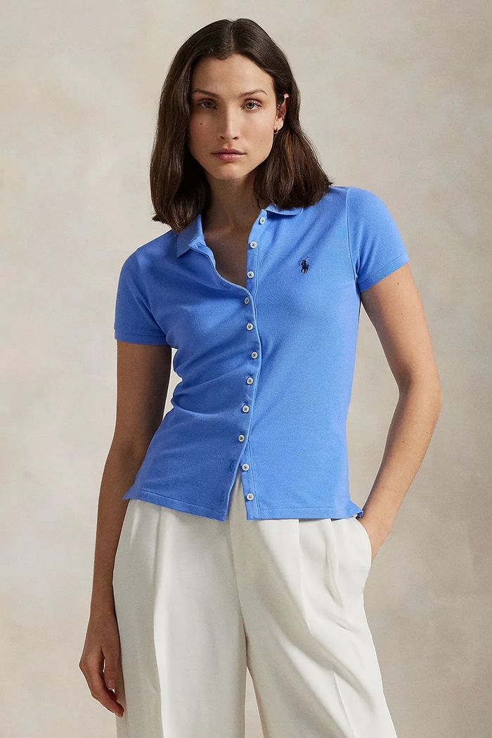 Поло Polo Ralph Lauren круглий виріз блакитний 211939272