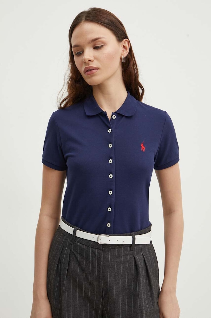 Поло Polo Ralph Lauren круглый вырез тёмно-синий 211939272