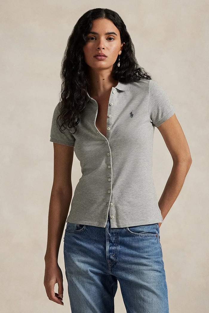 Поло Polo Ralph Lauren круглий виріз сірий 211939272