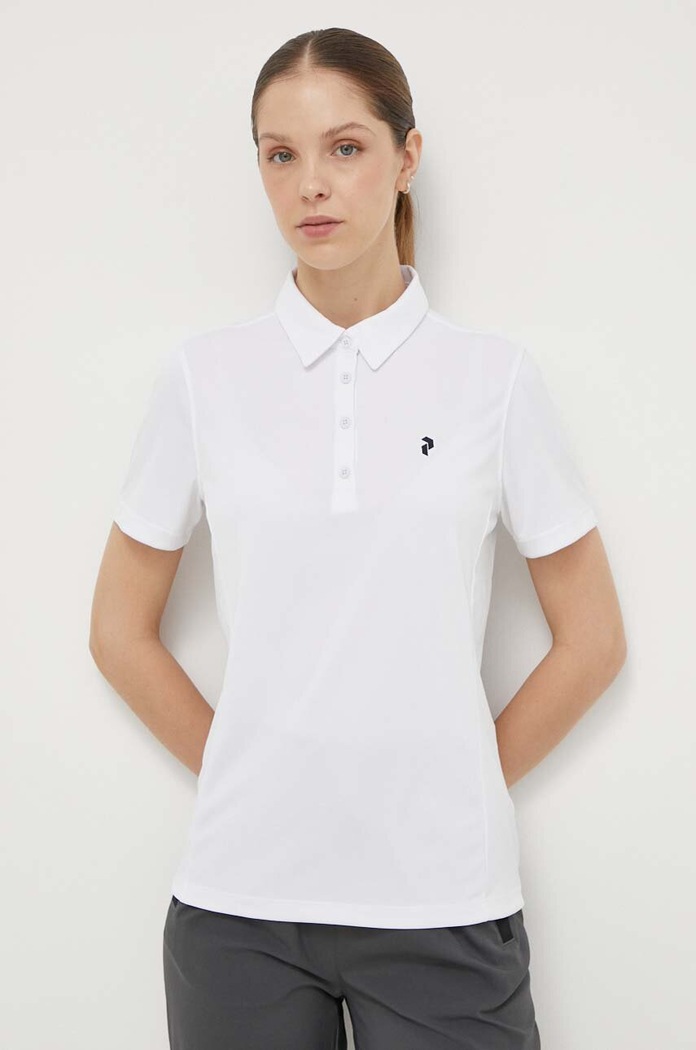 Polo tričko Peak Performance potisk bílá G79493