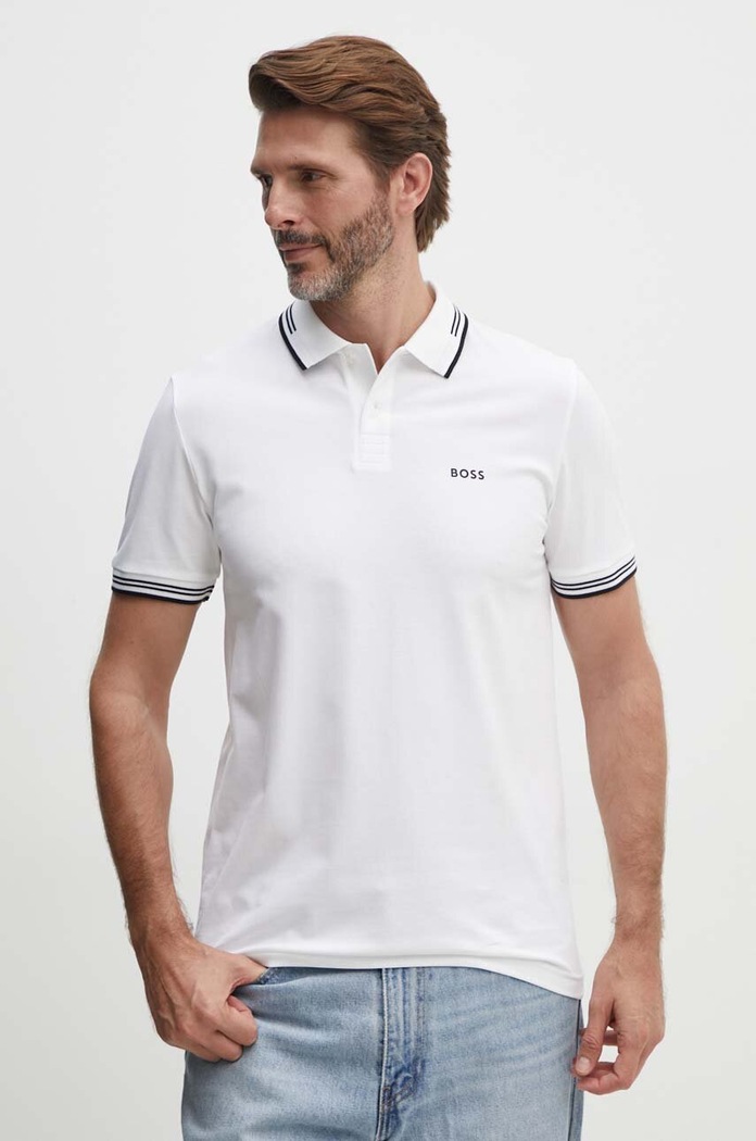 BOSS Green polo majica moška z bombažem Paul 50506193 bež AA00