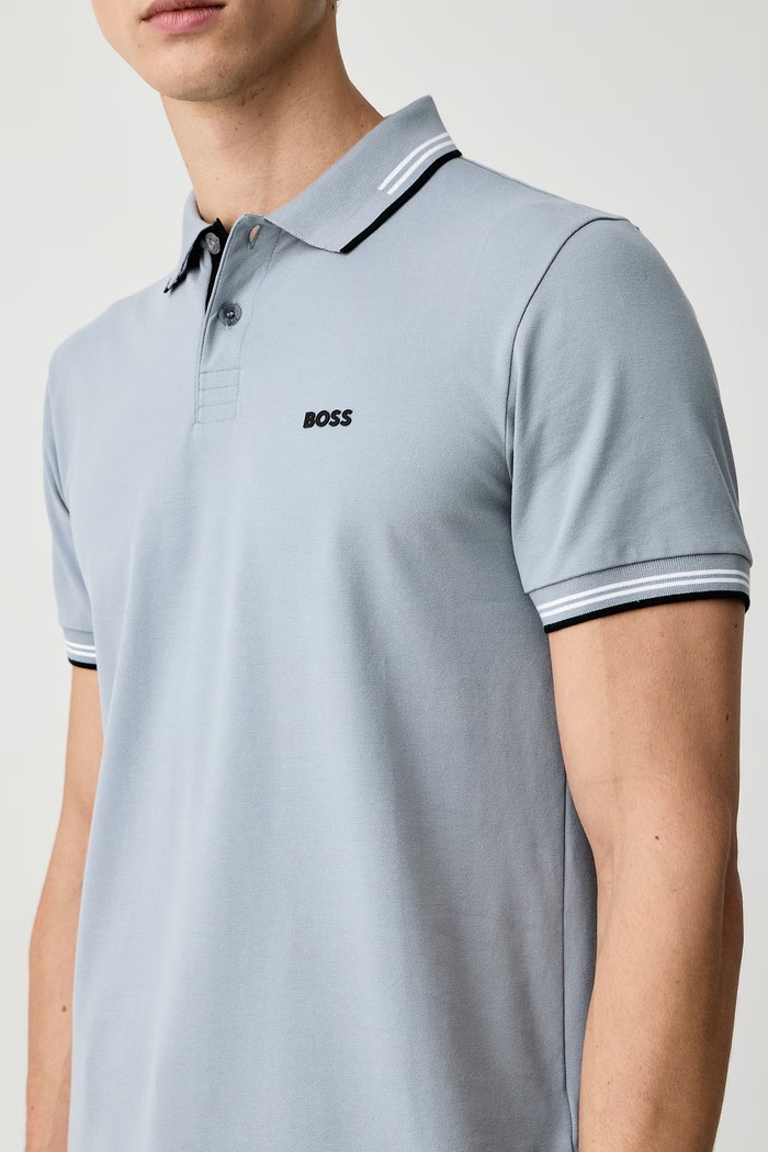 Polo męskie z bawełną Paul BOSS Green 50506193 niebieski