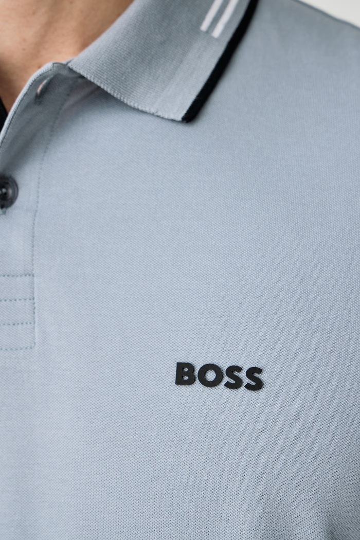 Polo męskie z bawełną Paul BOSS Green niebieski 50506193