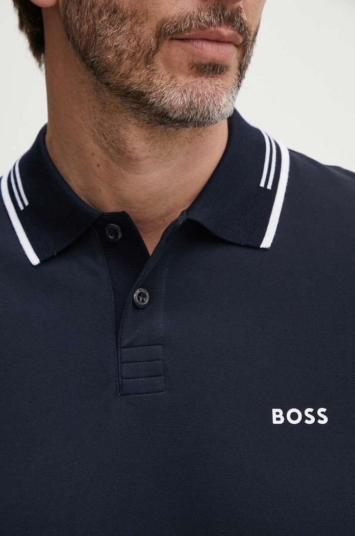 BOSS Green polo majica moška z bombažem Paul mornarsko modra 50506193