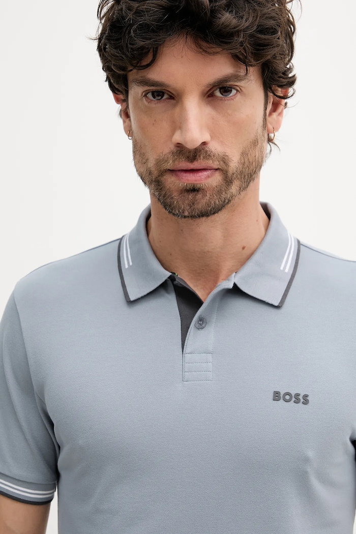 Odzież BOSS Green polo męskie z bawełną Paul 50506193 szary
