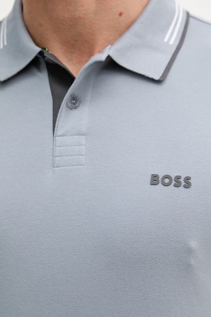 BOSS Green polo męskie z bawełną Paul szary 50506193