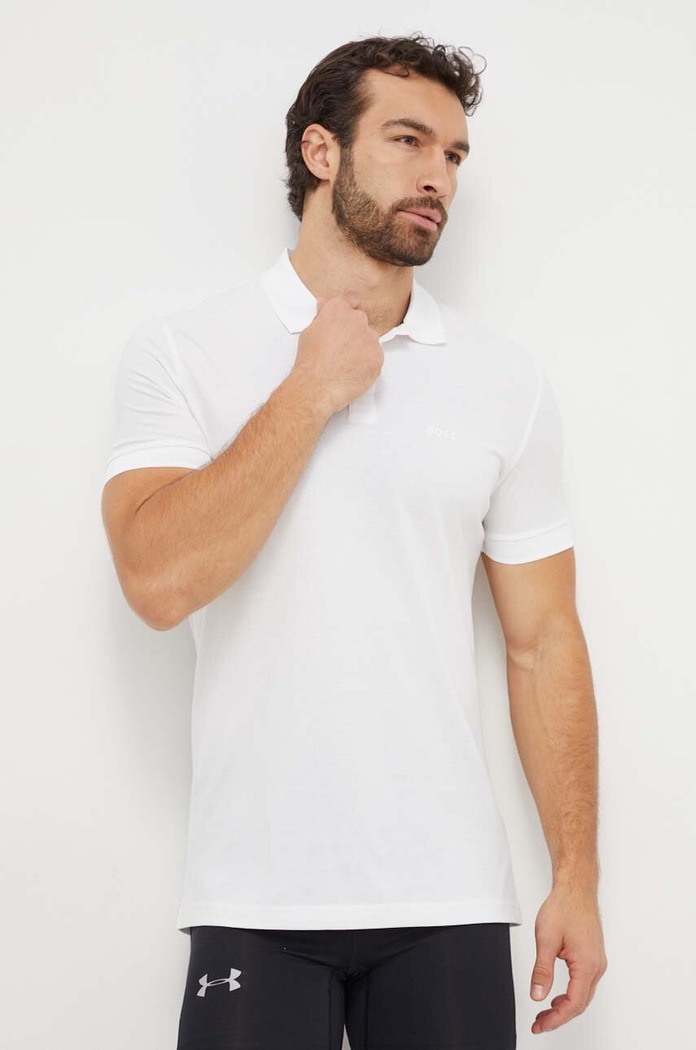 BOSS Green polo bawełniane bawełna biały 50507583