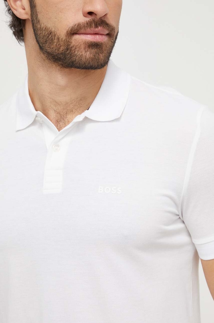 BOSS Green polo bawełniane biały 50507583