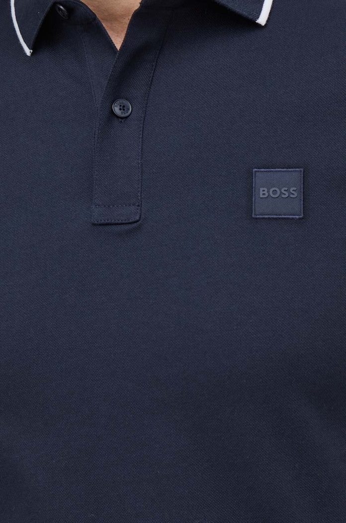 BOSS Orange polo bărbați din bumbac cu elastan Passertip bleumarin 50507699