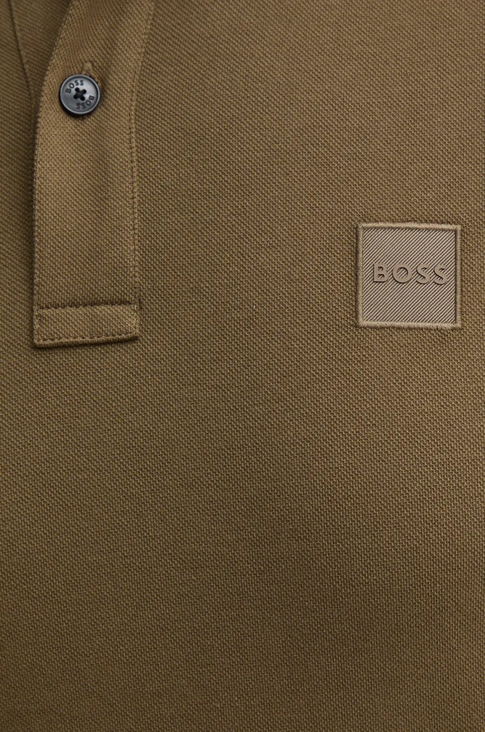 BOSS Orange polo tričko pánske bavlnené s elastanom Passertip 50507699 zelená