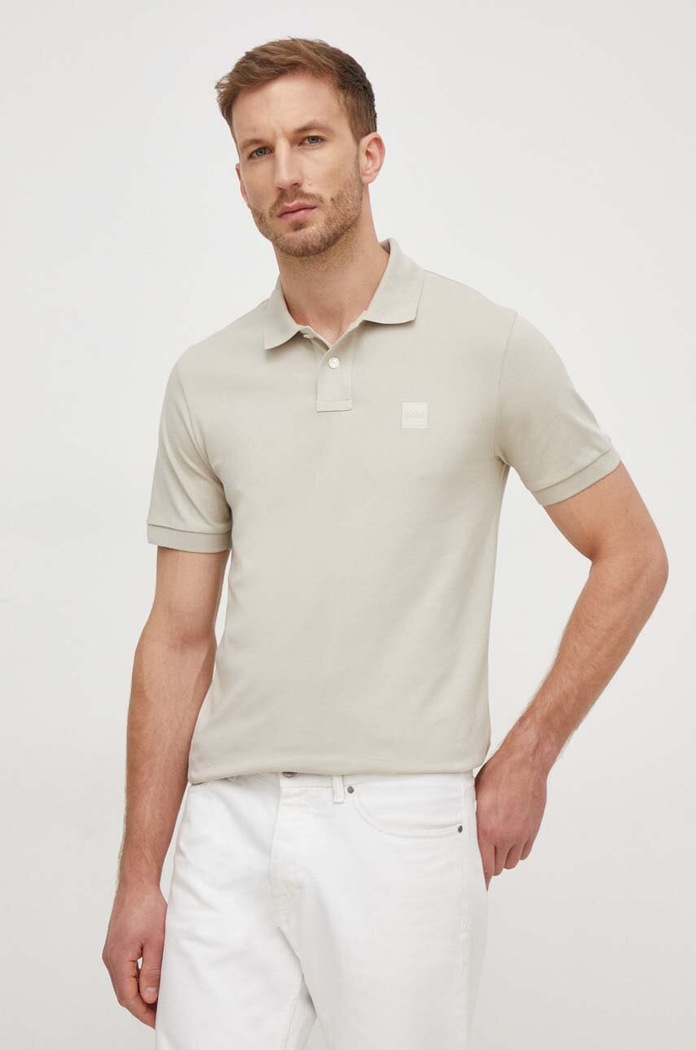 BOSS Orange polo pánské bavlněné s elastanem Passenger slim zelená 50507803