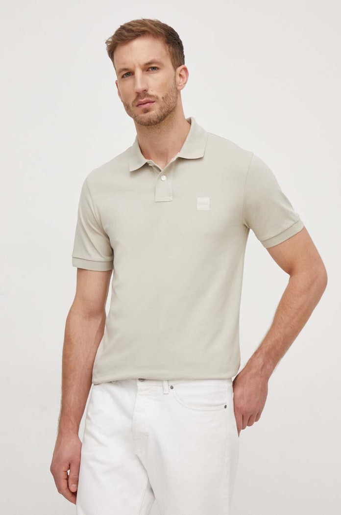 BOSS Orange polo pánské bavlněné s elastanem Passenger slim zelená 50507803