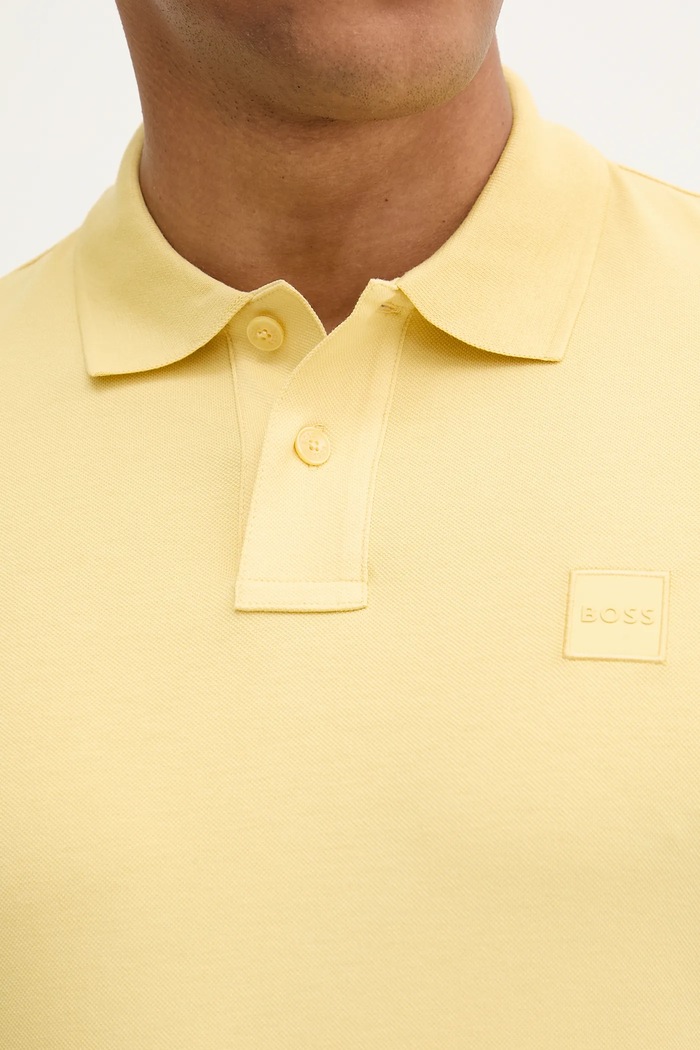 BOSS Orange polo tričko pánske bavlnené s elastanom Passenger 50507803 žltá