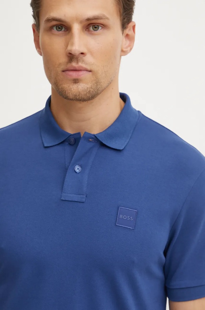 Oblečení BOSS Orange polo pánské bavlněné s elastanem Passenger 50507803 modrá