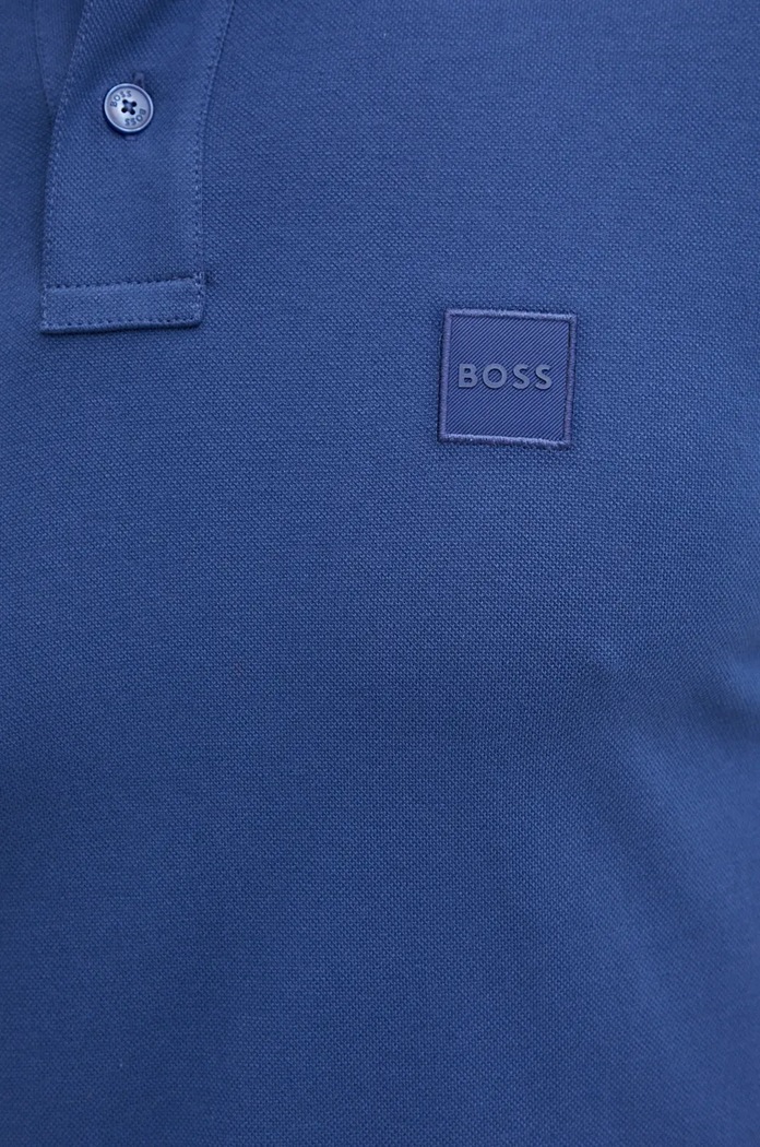 BOSS Orange polo pánské bavlněné s elastanem Passenger modrá 50507803