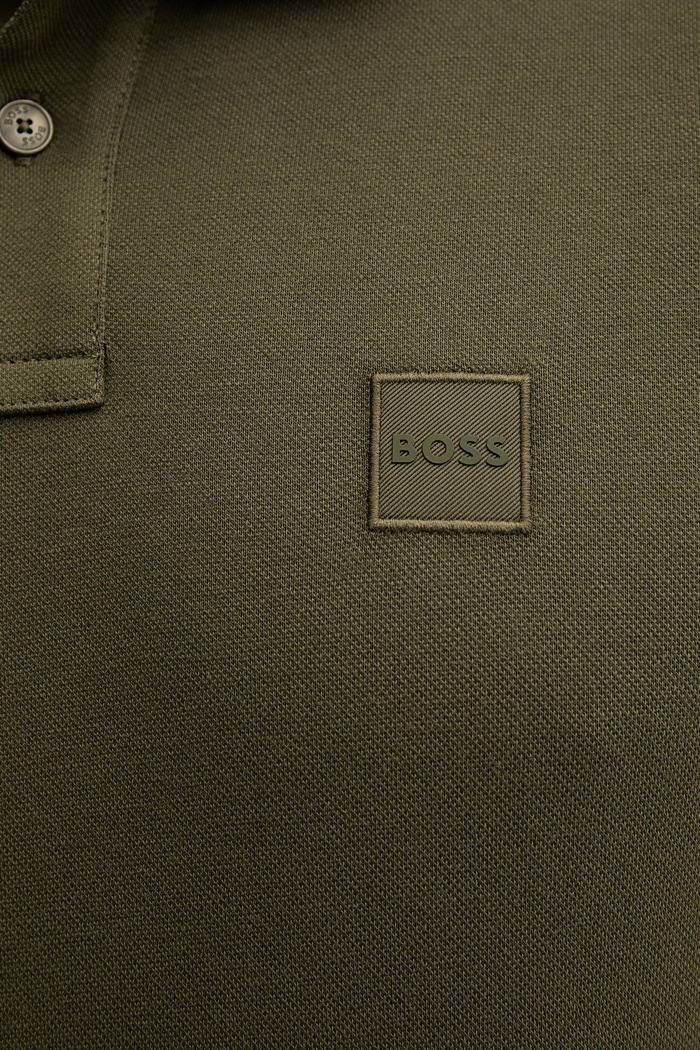 BOSS Orange polo tričko pánske bavlnené s elastanom Passenger 50507803 zelená