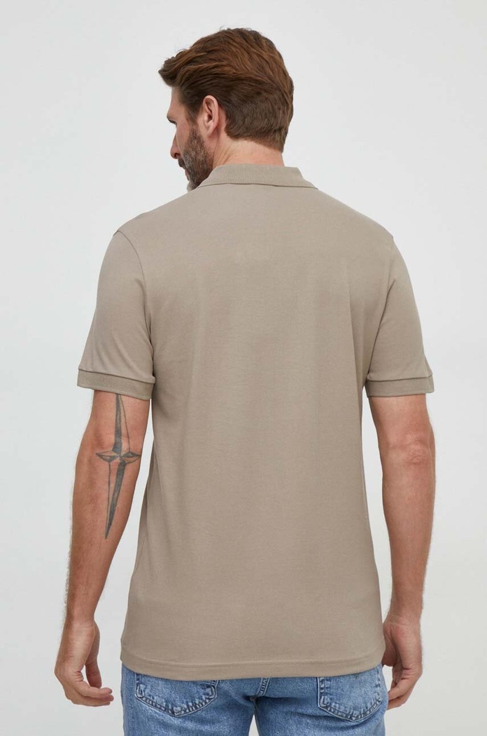 BOSS Orange polo pánské bavlněné s elastanem Passenger 50507803 béžová AA00