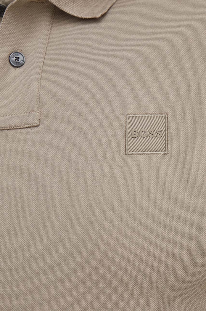 BOSS Orange polo pánské bavlněné s elastanem Passenger béžová 50507803