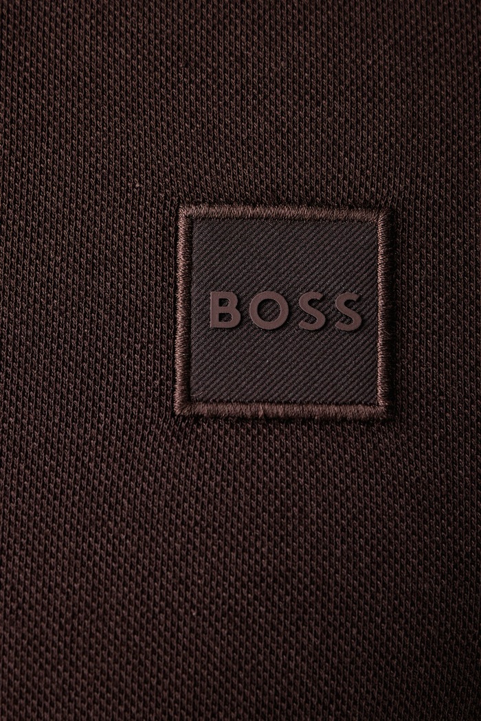 Polo męskie bawełniane z elastanem Passenger BOSS Orange brązowy 50507803