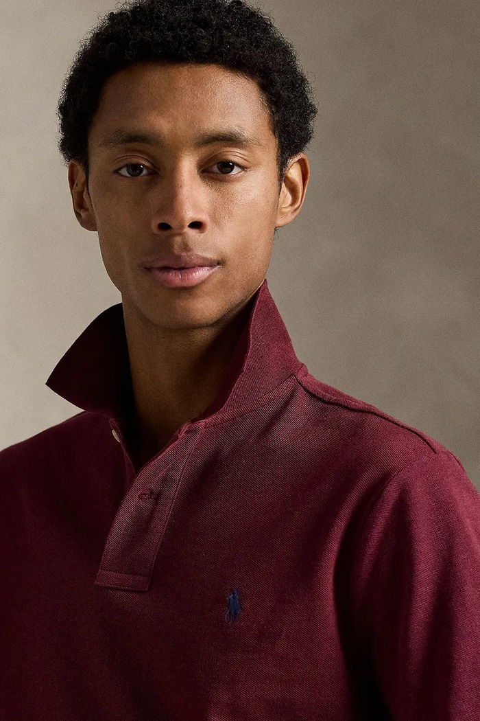 Longsleeve din bumbac Polo Ralph Lauren 710680790 burgundia