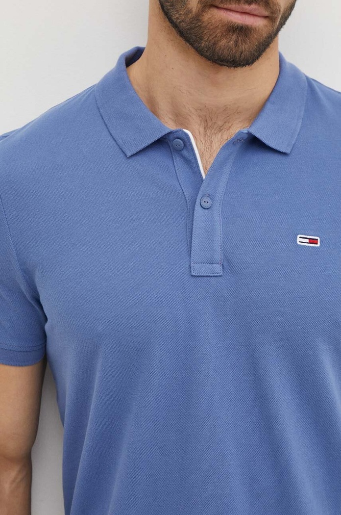 Bavlněné polo tričko Tommy Jeans modrá DM0DM18312