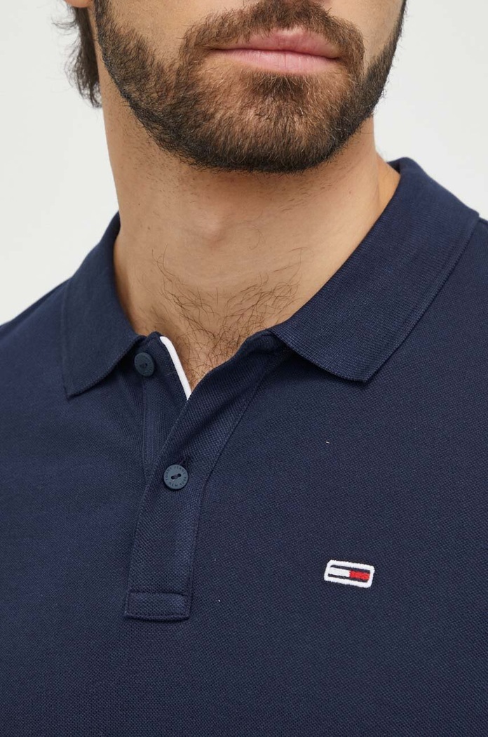 Pamučna polo majica Tommy Jeans mornarsko plava DM0DM18312