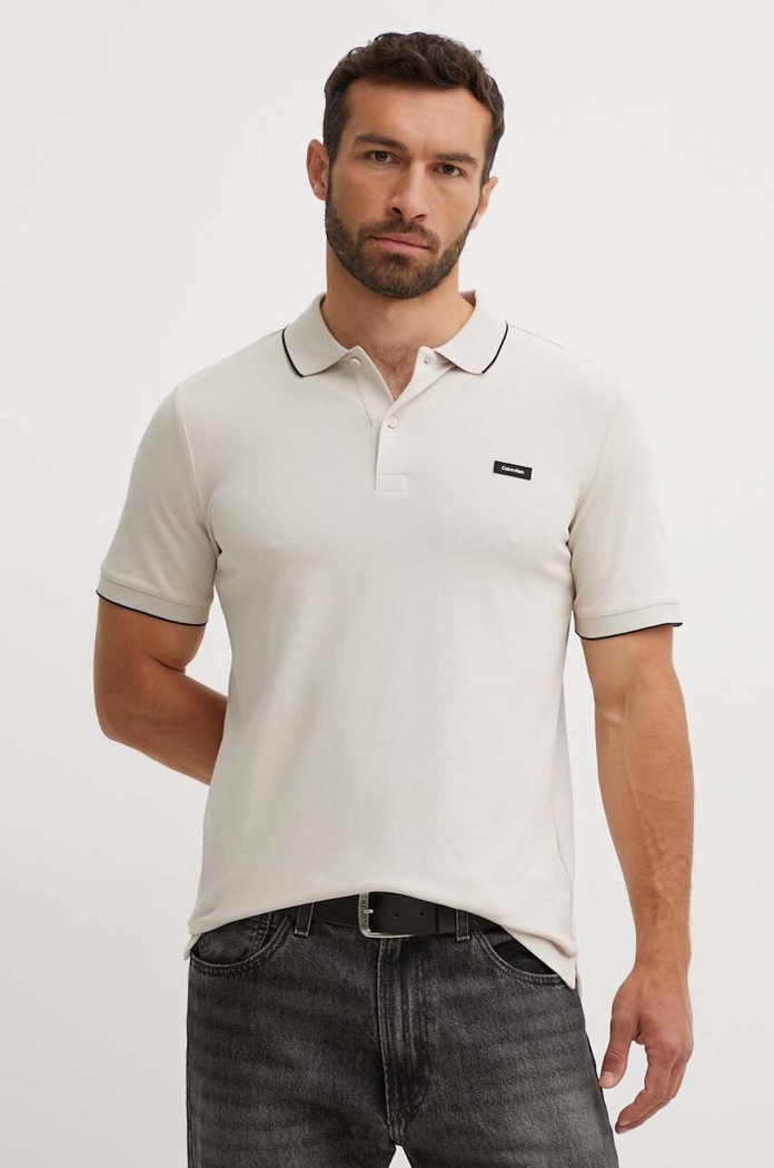 Πόλο Calvin Klein με ελαστάν μπεζ K10K112751
