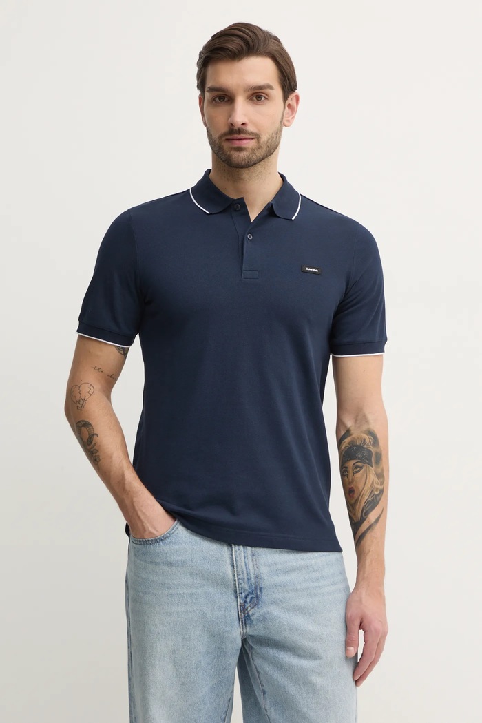 Calvin Klein tricou polo regular bleumarin K10K112751