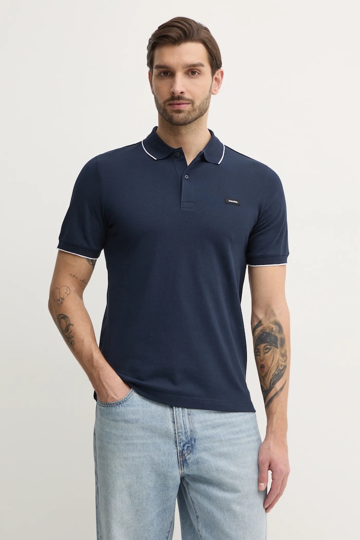 Calvin Klein tricou polo regular bleumarin K10K112751