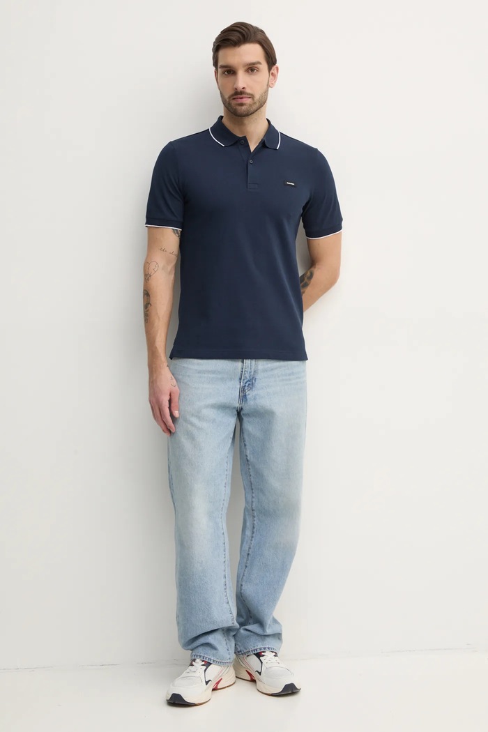 Calvin Klein tricou polo K10K112751 bleumarin SS25