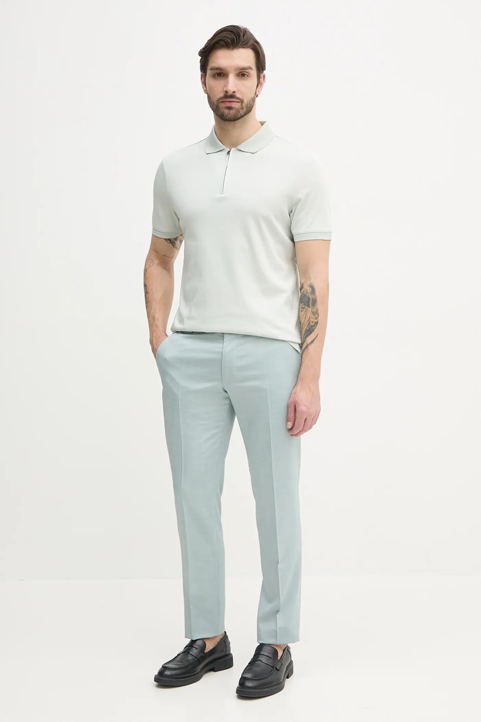 Βαμβακερό μπλουζάκι πόλο Calvin Klein K10K112754 πράσινο SS25