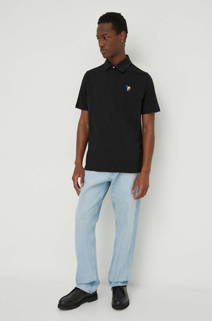 PS Paul Smith polo z domieszką lnu M2R.980XE.M22021 czarny SS24