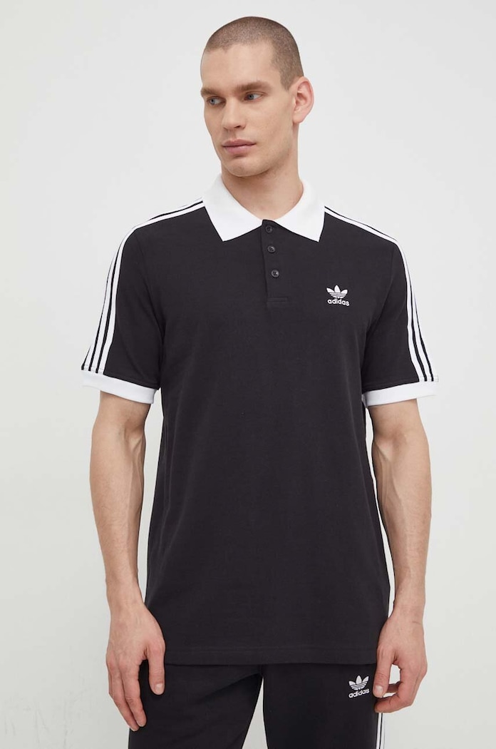 adidas Originals pamut póló Adicolor Classics 3-Stripes aplikációval fekete IL2501