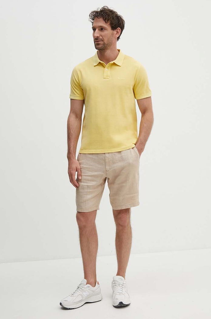 Pepe Jeans polo bawełniane NEW OLIVER GD PM542099 żółty SS25
