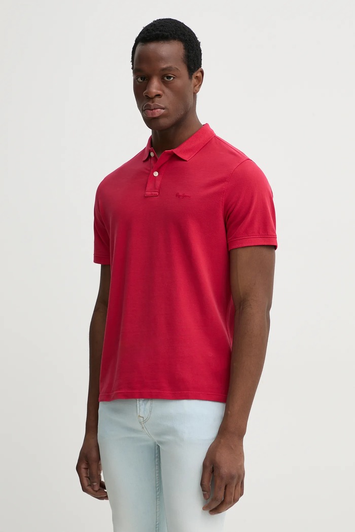 Pepe Jeans Polo pentru bărbați din bumbac NEW OLIVER GD rosu PM542099