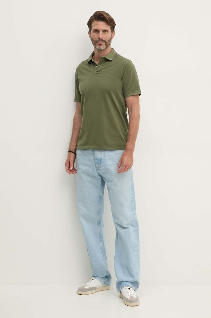 Βαμβακερό μπλουζάκι πόλο Pepe Jeans PM542099 πράσινο SS25